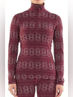 Icebreaker Merino Wool 250 Vertex Long Sleeve Half Zip Top Burgundy